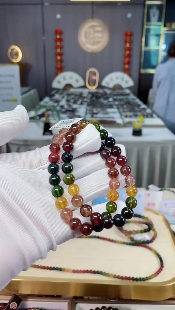 未镶嵌收藏级老矿碧玺单圈手串8mm+碧玺xion多样性发一条