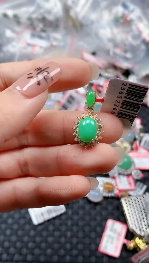 银S925镶嵌戒指翡翠天然A货缅甸翡翠