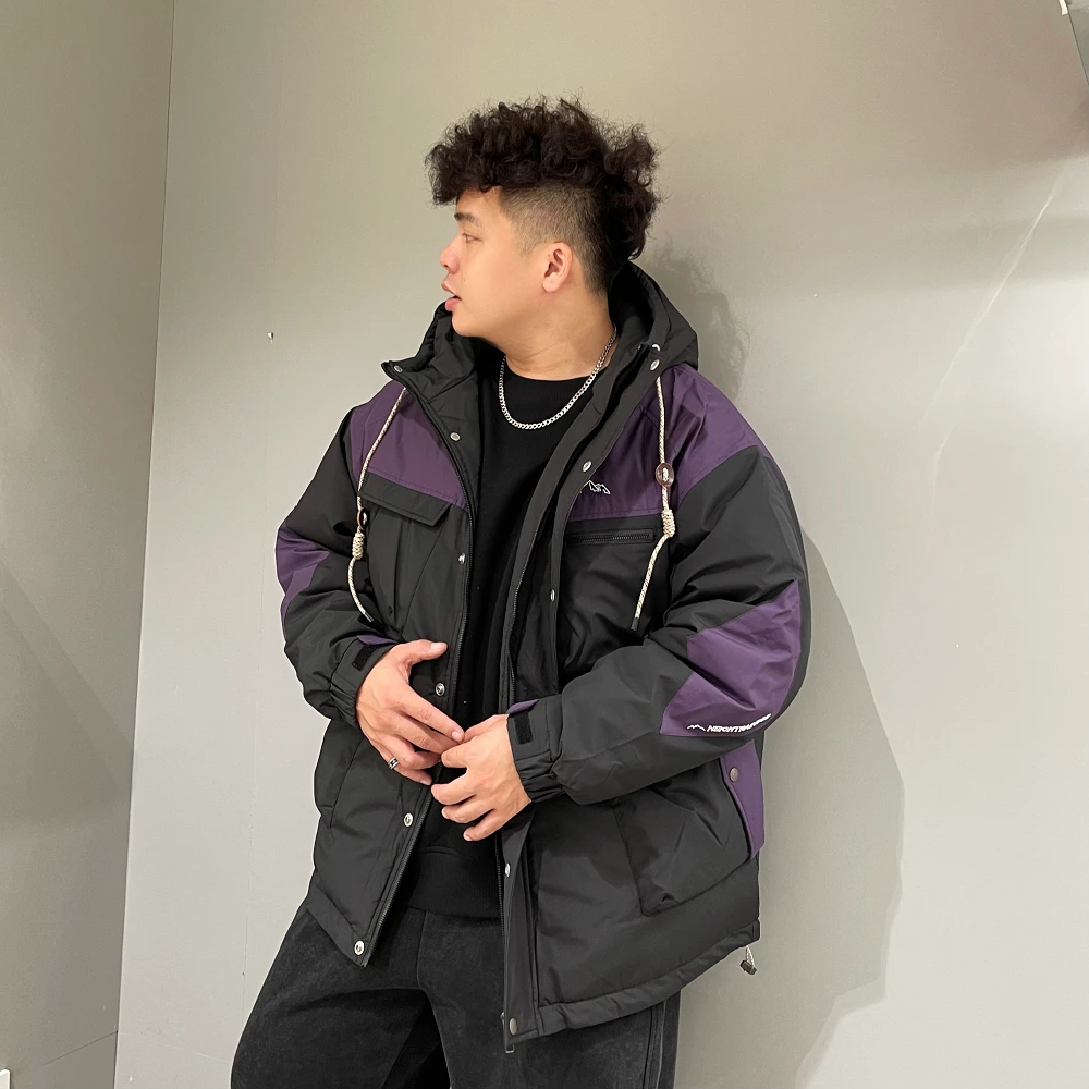 大码男装冬季潮牌羽绒服外套重磅大码外套男士加绒加厚外套23029