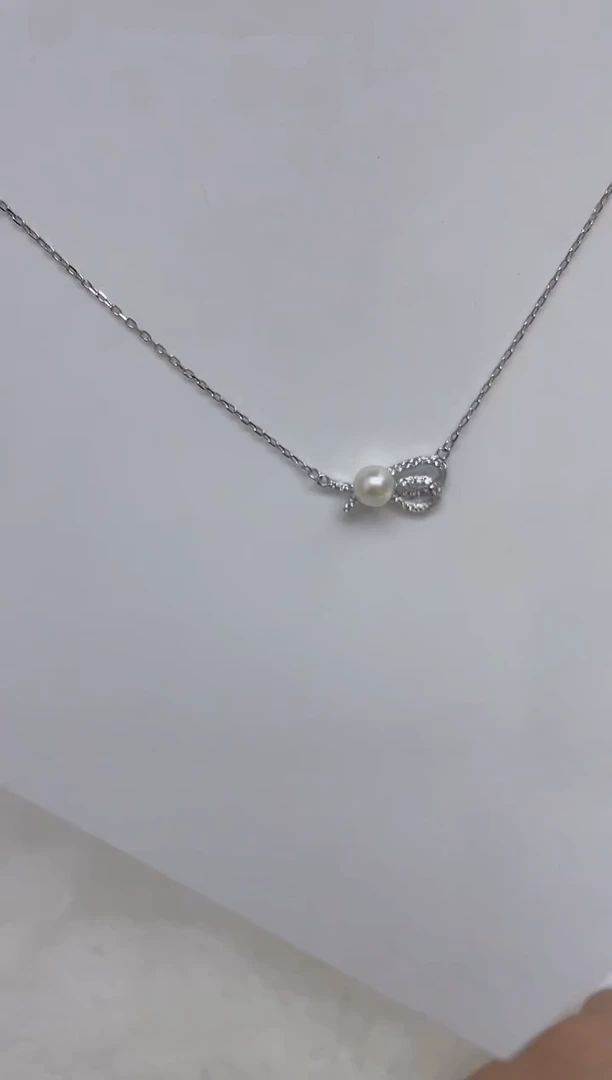 海水珍珠银S925镶嵌颈饰