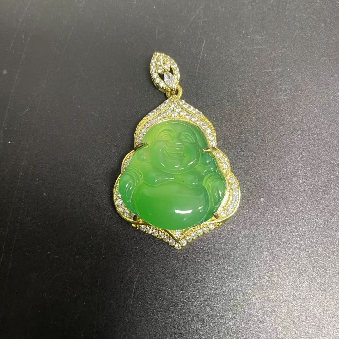 【小杰推荐】生命之光果冻绿雕刻佛公吊坠 （多样性发其一）2921