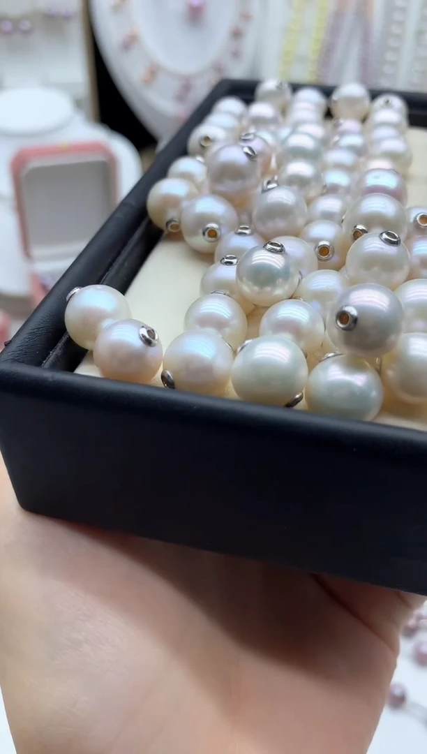 淡水珍珠银S925镶嵌吊坠(不含链)多样性发其一10mm