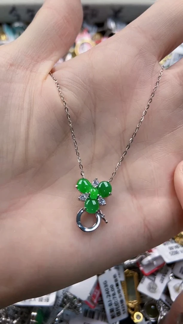 翡翠戒指银S925镶嵌萍*@2222----6