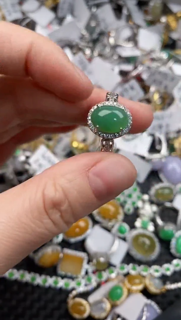 银S925镶嵌戒指翡翠222                3