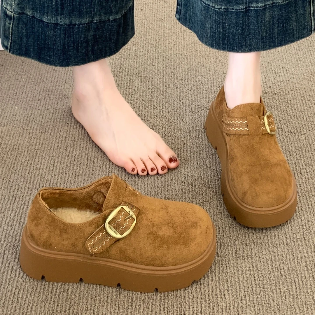 厚底增高加绒保暖全包勃肯鞋女鞋2025新款冬季休闲雪地靴乐福棉鞋