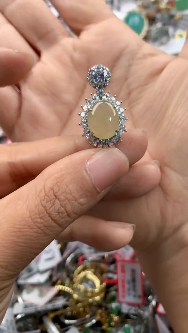 银S925镶嵌戒指翡翠555            4