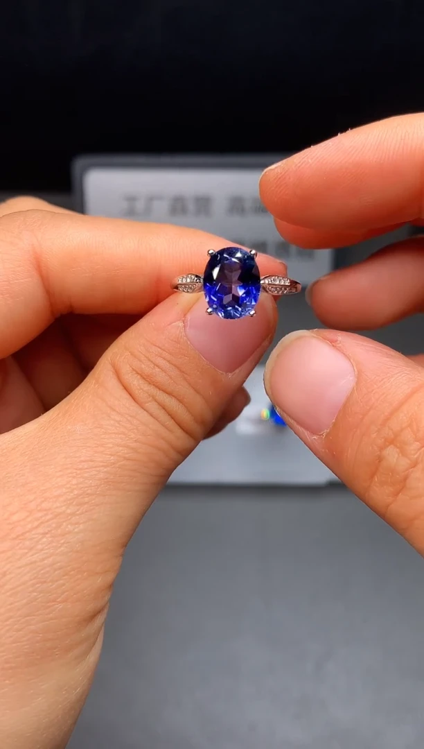 戒指蓝宝石银S925镶嵌232