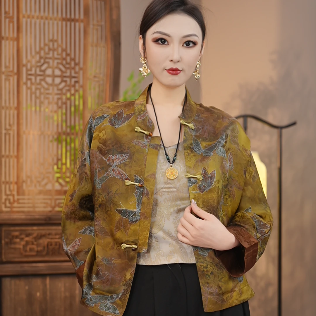 枯蝶含烟｜新中式国风时尚百搭高端暗纹提花上衣外套-6135