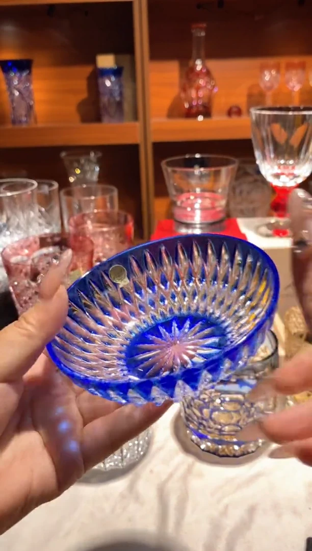手工艺品玻璃小果盘菱格