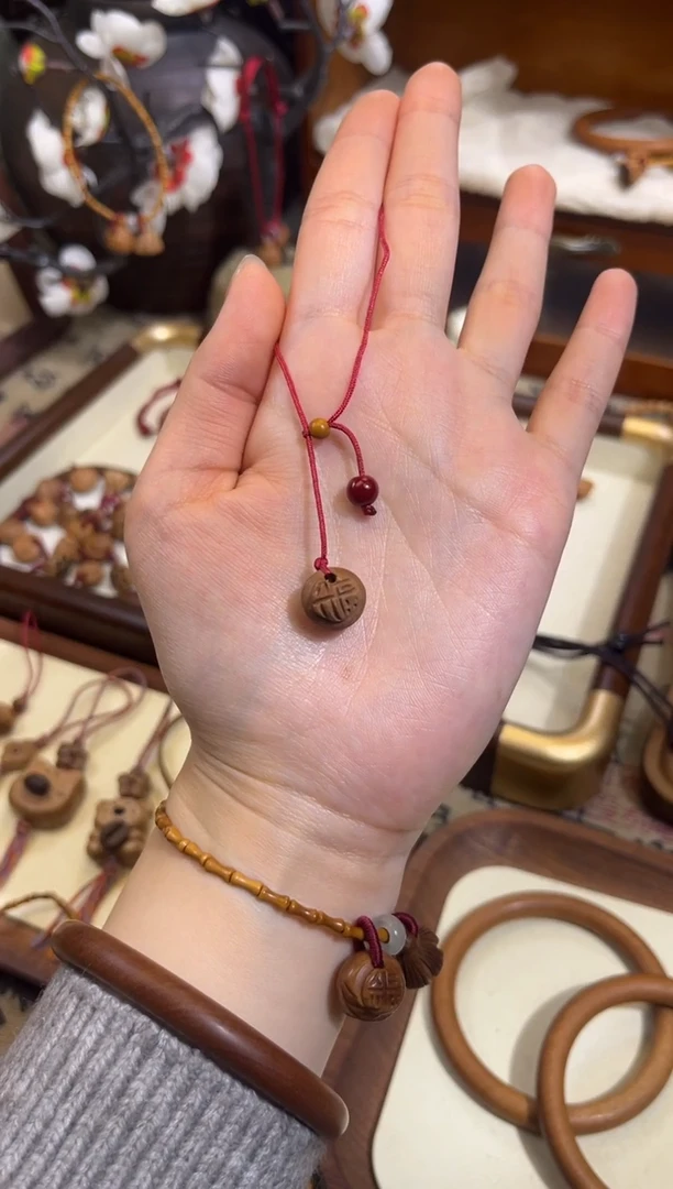 手串桃核【桃缘行】红绳「脚链」桃木桃核辟、挡、驱、护 红绳可调节
