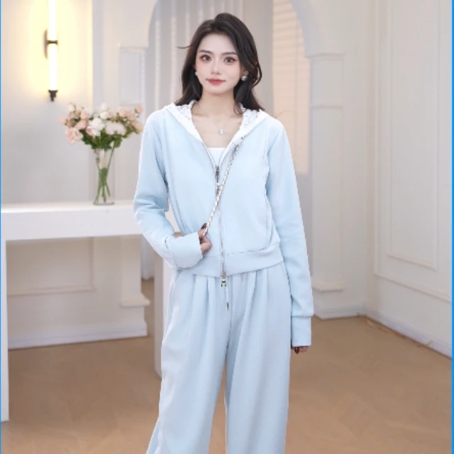 Basic House/百家好2025春季休闲欧若风运动时尚蕾丝套装CSM