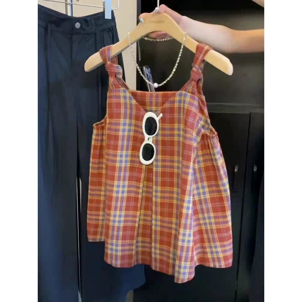 【现货+运费险】设计感扭结格吊带背心女夏季2025新款绝美无袖上衣