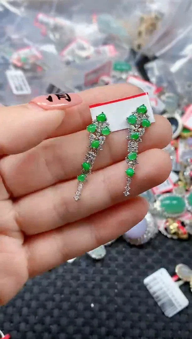 银S925镶嵌戒指翡翠天然A货缅甸翡翠