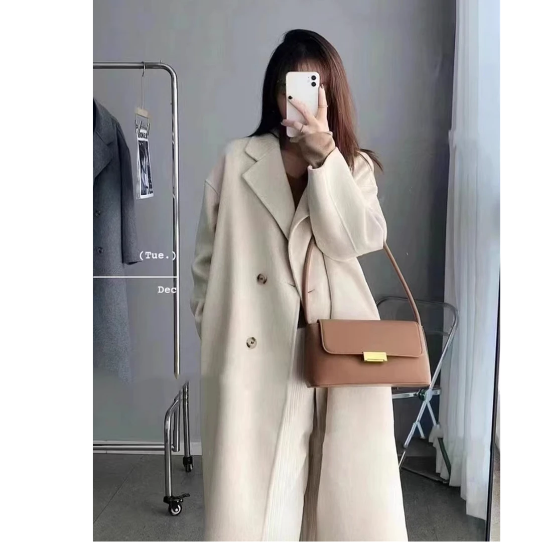 高级感羊毛羊绒大衣女秋冬季2025新款韩系赫本风毛呢外套加厚呢子