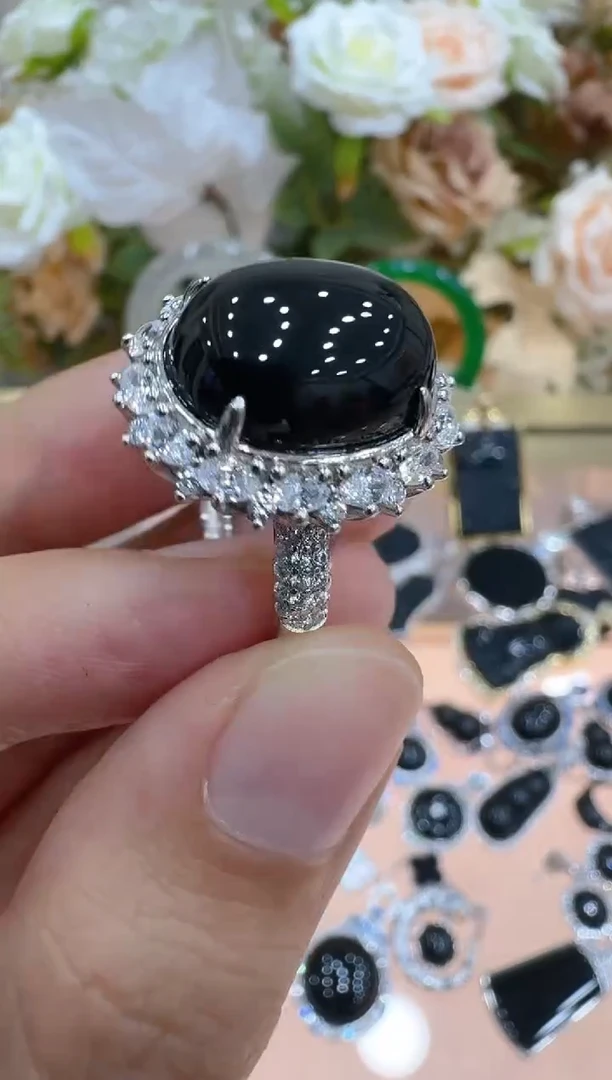 银S925镶嵌戒指翡翠多样性团购发一件