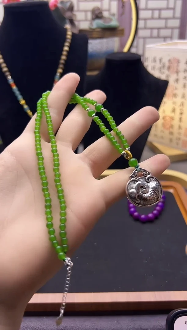 【闪购商品】和田玉颈饰银S925镶嵌X774