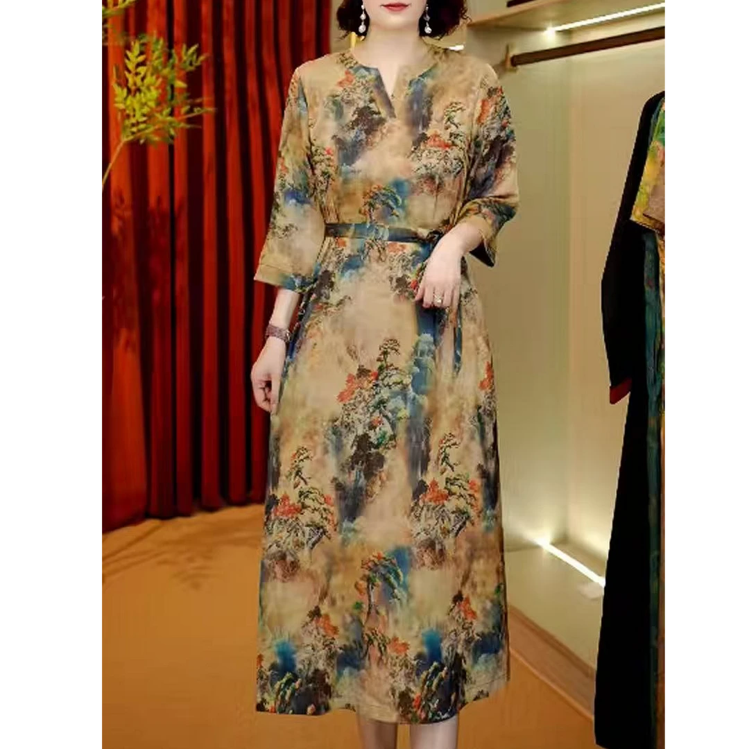 055【聚】秋季百搭时尚简约休闲显瘦遮肉减龄连衣裙