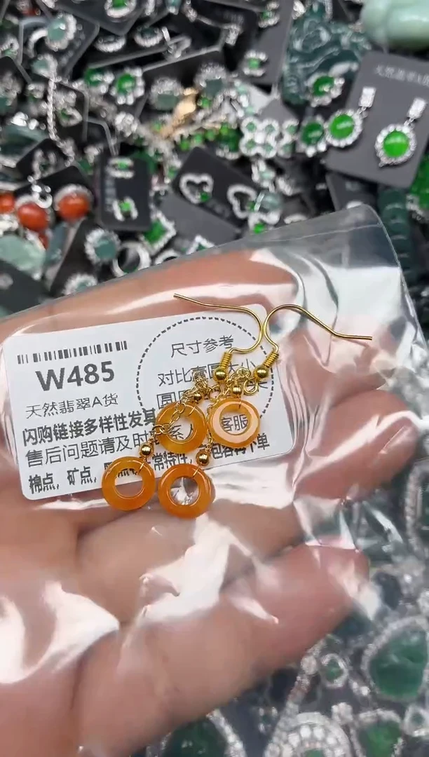 颈饰未镶嵌翡翠W485耳钩