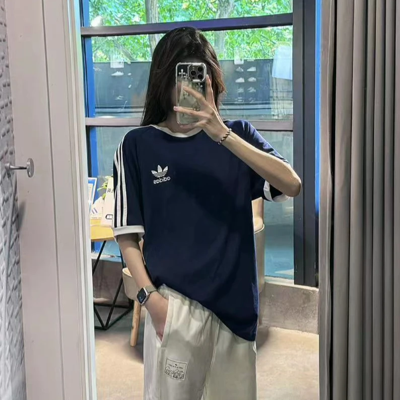 adidas三叶草休闲夏季体育复古穿搭运动修身短袖圆领T恤IA4850