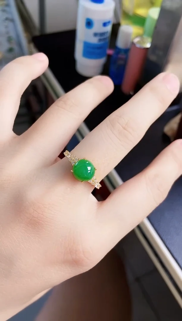翡翠戒指银S925镶嵌12