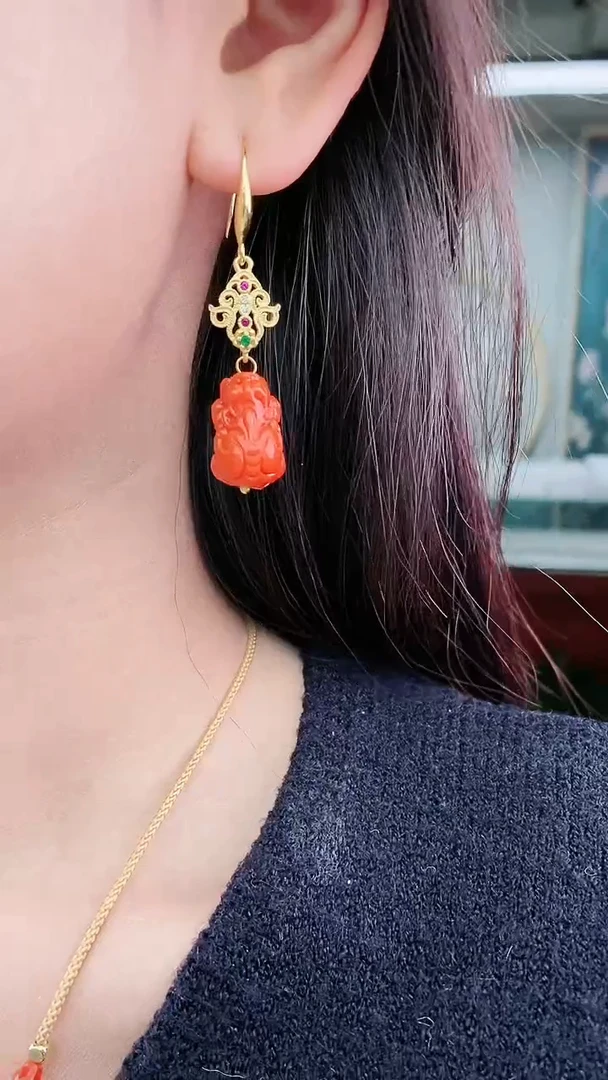 【闪购商品】翡翠耳饰14K金镶嵌R45耳坠