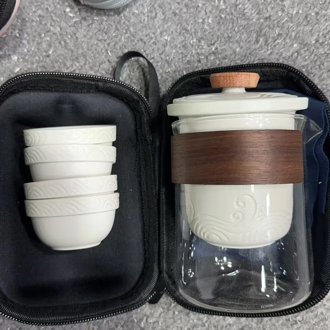 G097-山海白色旅行茶具