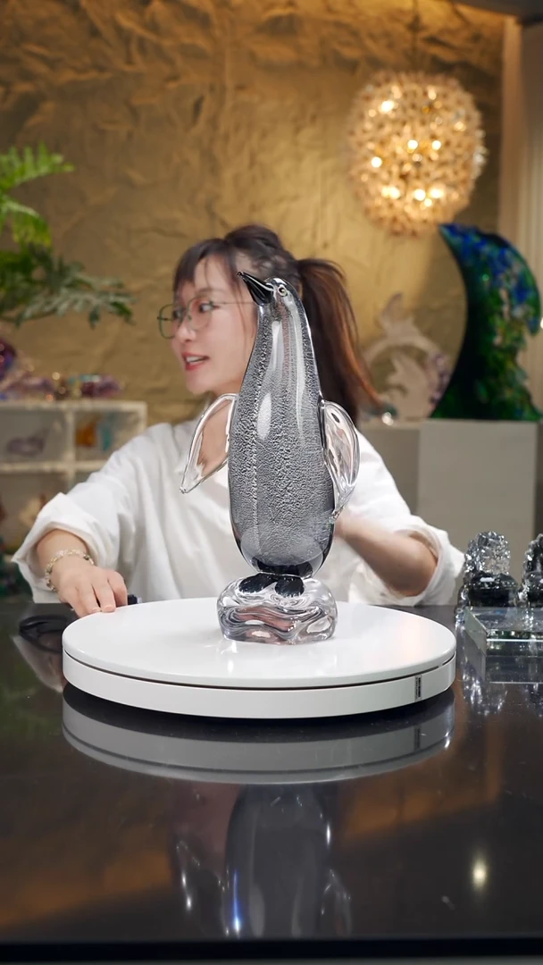 手工艺品琉璃极简灰企鹅摆件