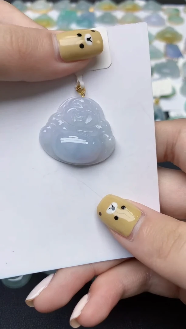 翡翠18K金镶嵌颈饰天然翡翠A货