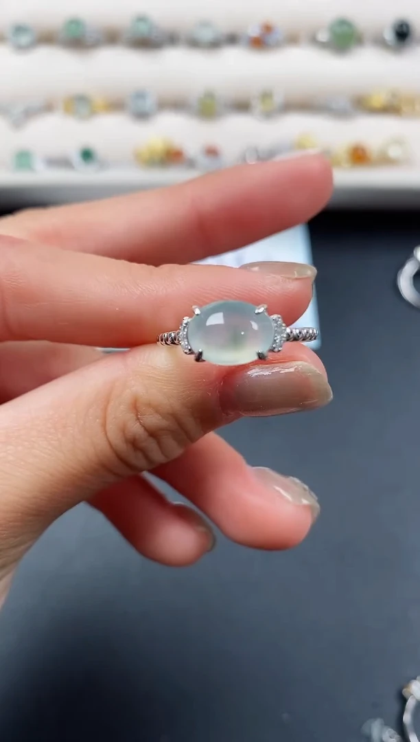 银S925镶嵌戒指翡翠55555555+7