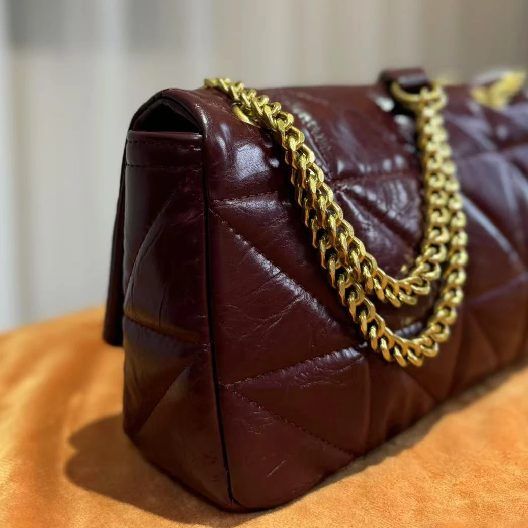 HIRMRIS手工真皮包550685-安可拉红  爆裂斜纹链条