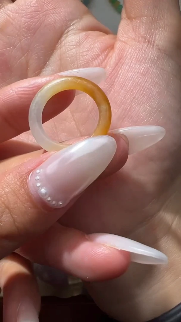 未镶嵌定制翡翠冰黄戒圈 12圈