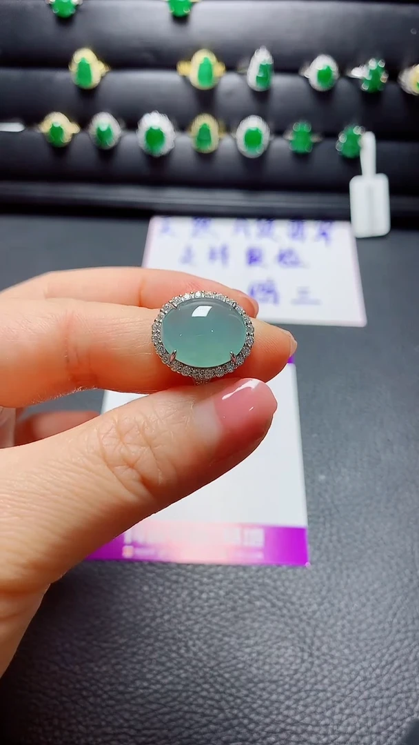 银S925镶嵌戒指翡翠天然翡翠A货s925银镶