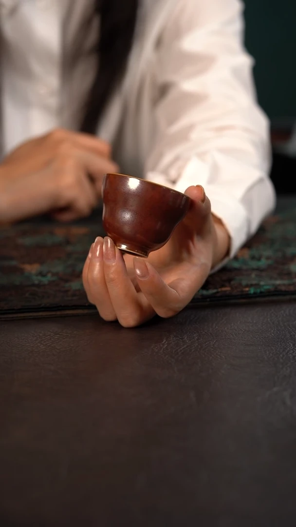 聚澜堂红金花釉中号葫芦杯