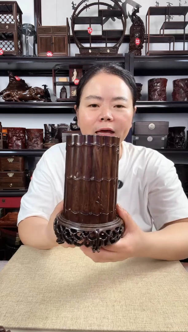 木新款3+竹节笔筒老李红木工艺品