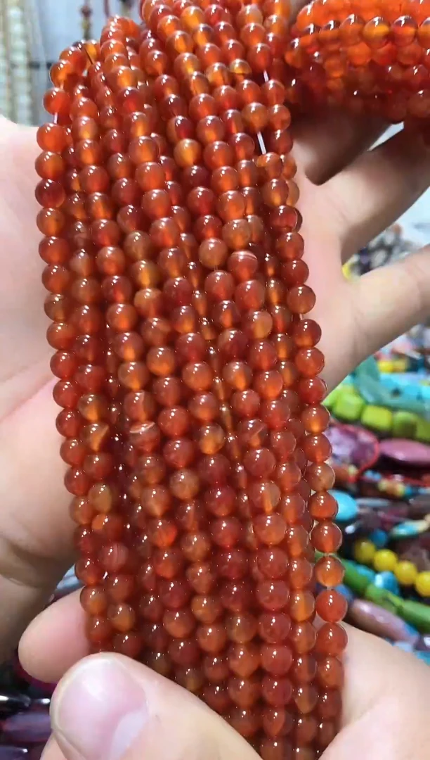 合金玛瑙/玉髓珠宝半成品卡6红玛瑙两条装