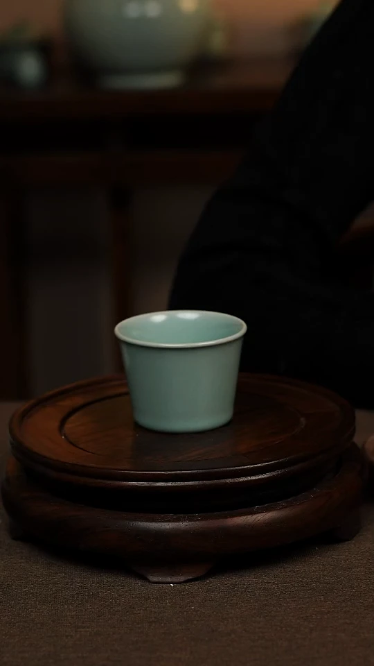 瓷片仿古天青全手工马蹄杯80ml 一级 不带礼盒