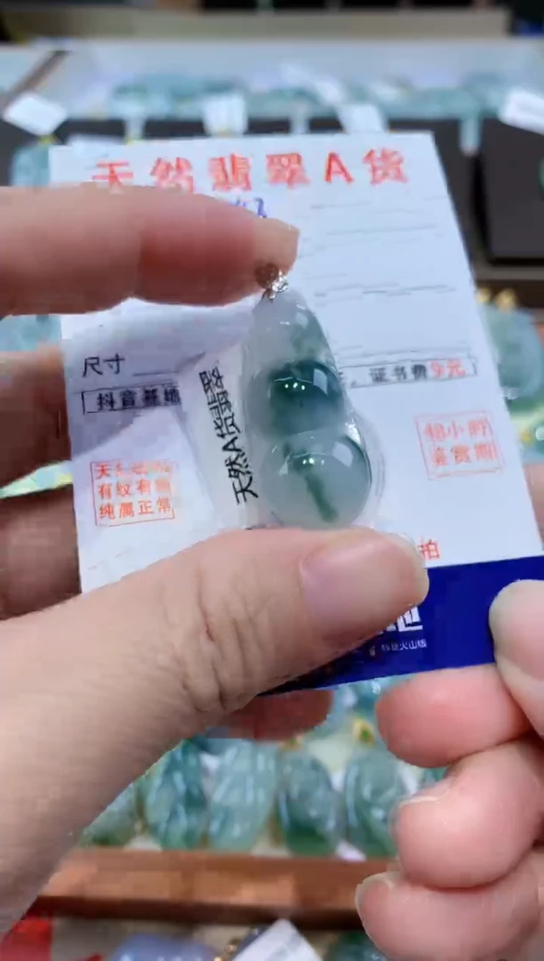 颈饰18K金镶嵌翡翠天然翡翠A货挂件