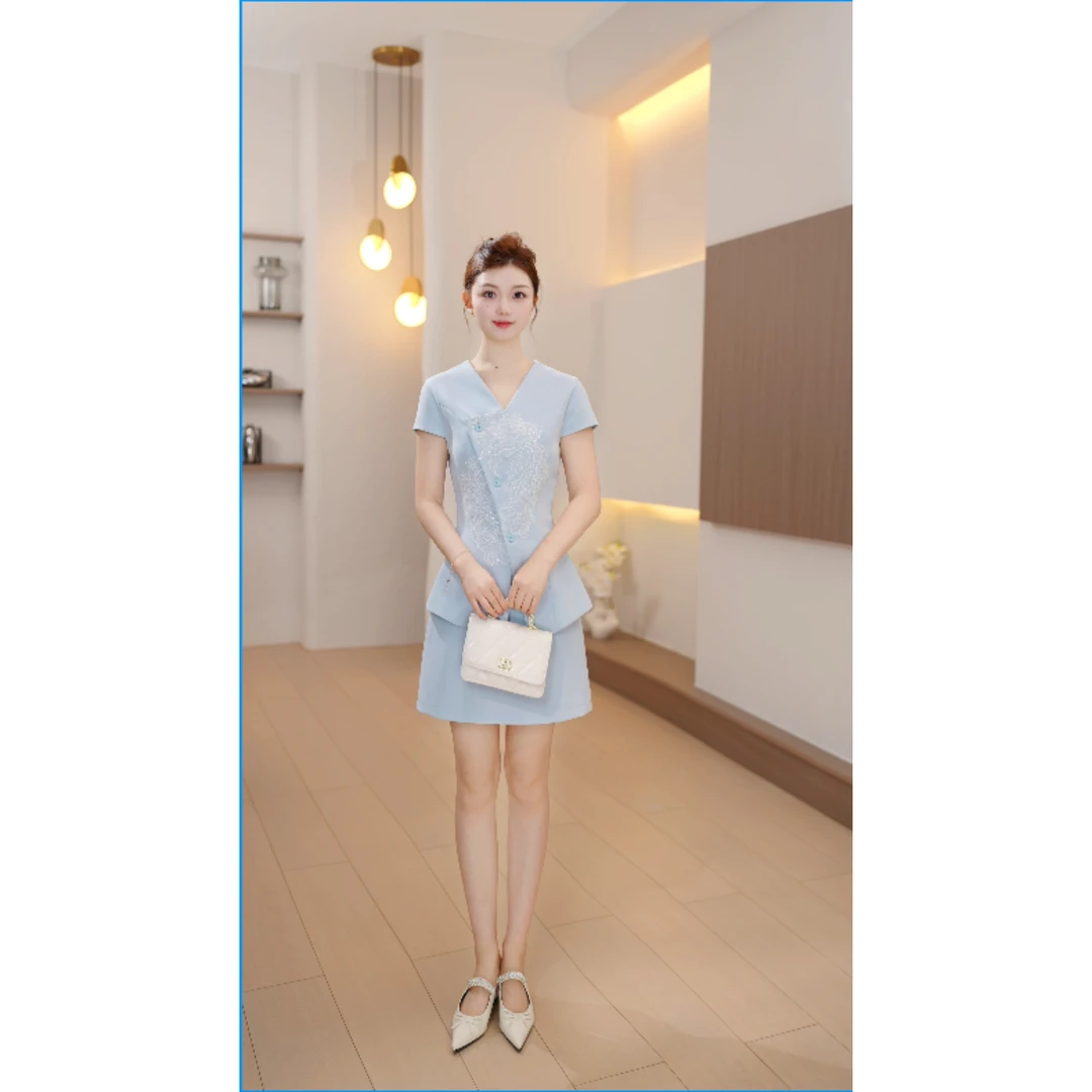 La Chapelle/拉夏贝尔 夏季法式轻奢气质高腰收腰连衣裙X0233