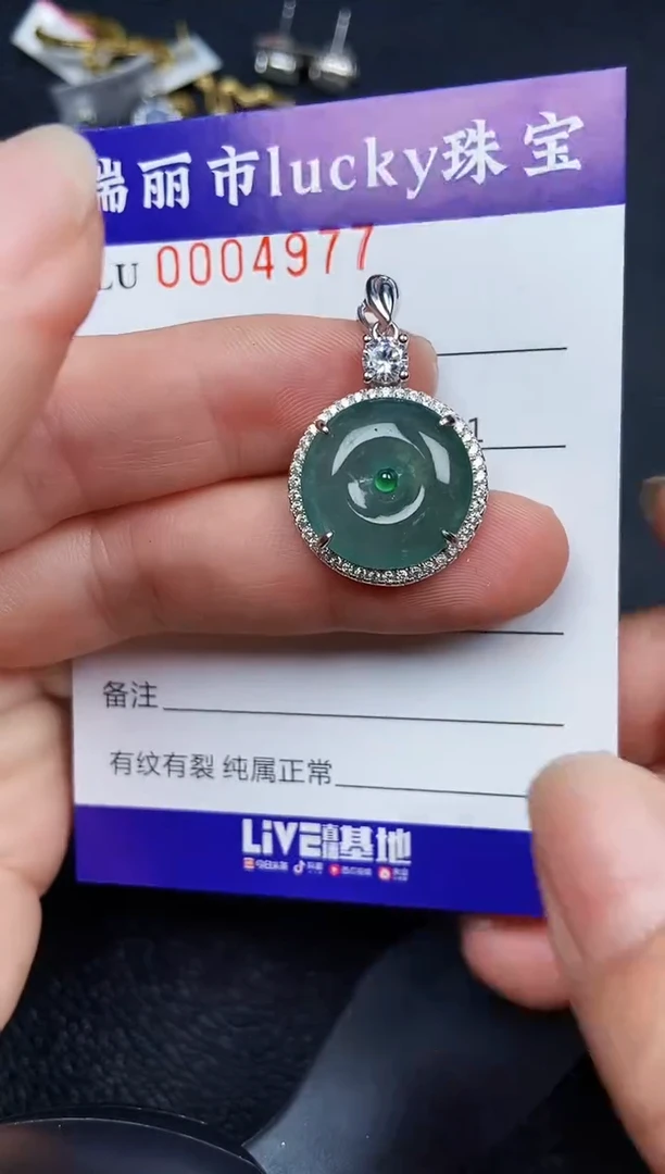 翡翠银S925镶嵌颈饰4977