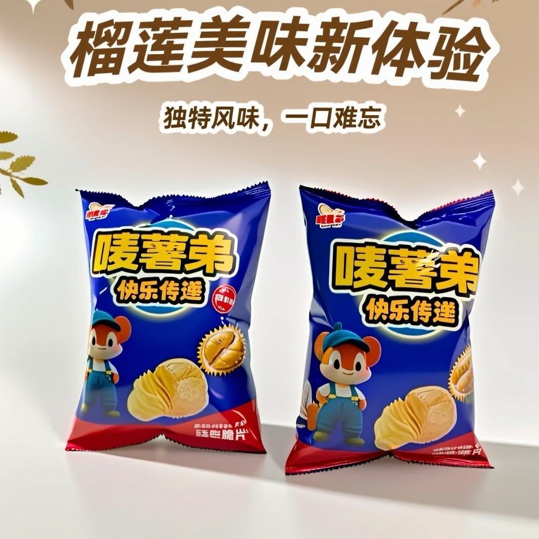 （整箱7袋100g）唛薯弟云南高原鲜切薯片（榴莲+青柠味）