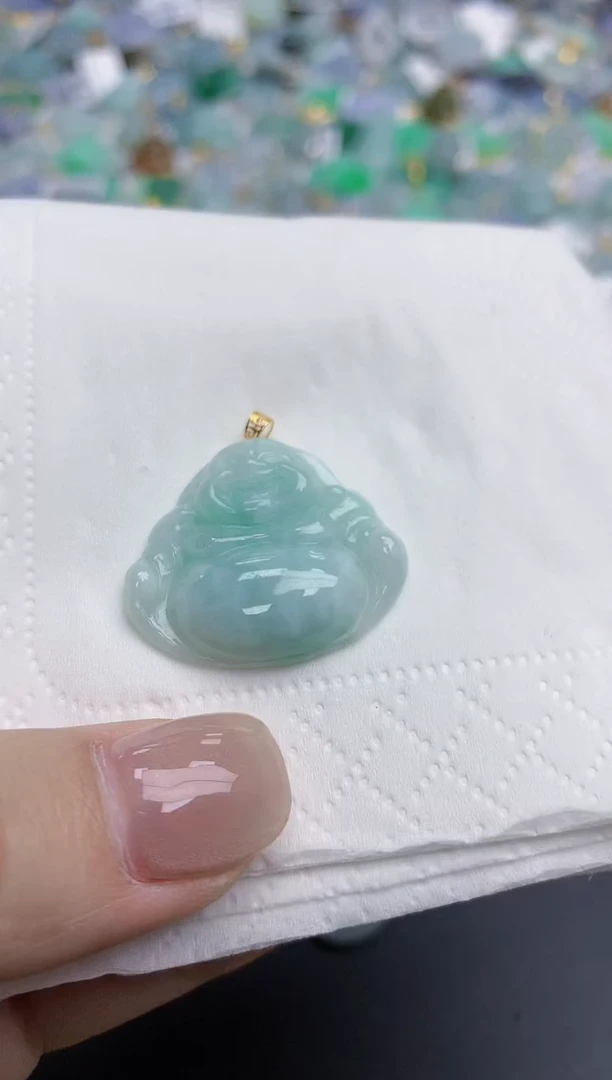 【闪购商品】翡翠颈饰18K金镶嵌天然缅甸翡翠A货