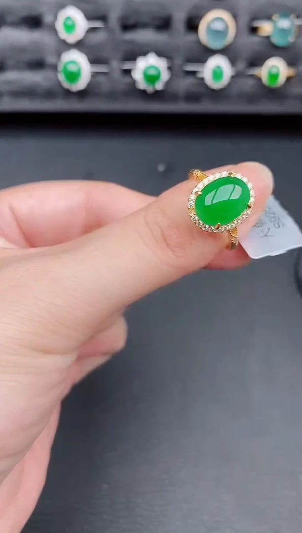 银S925镶嵌戒指翡翠天然a货翡翠186