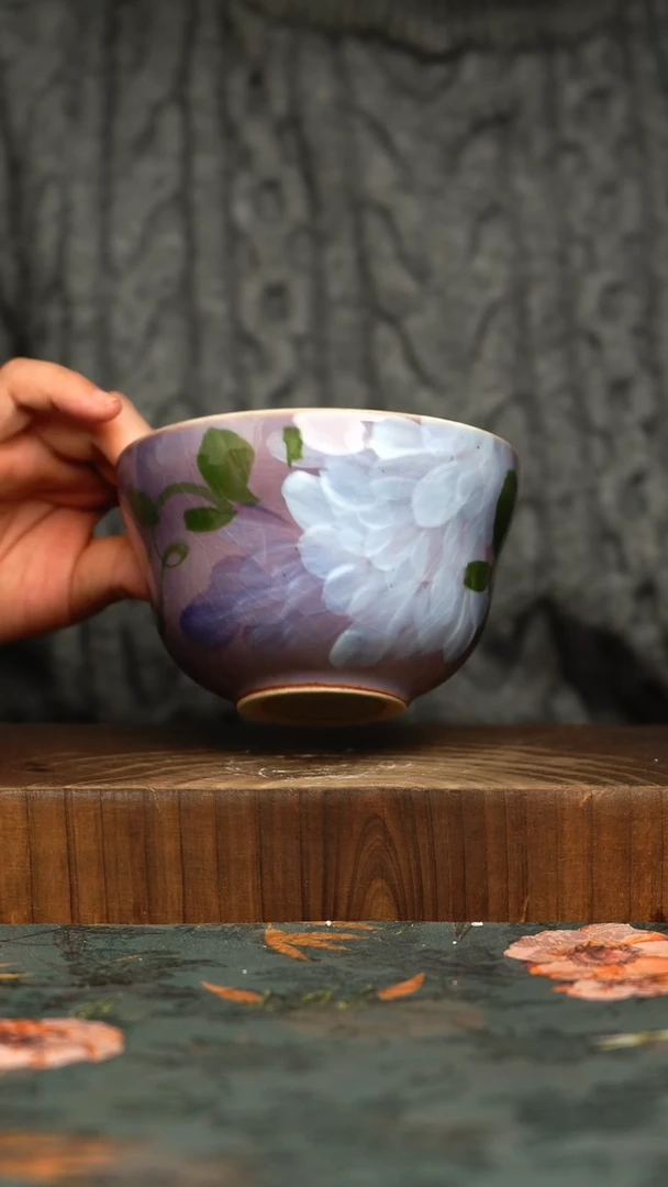 杯釉下彩手工手绘同款陶器