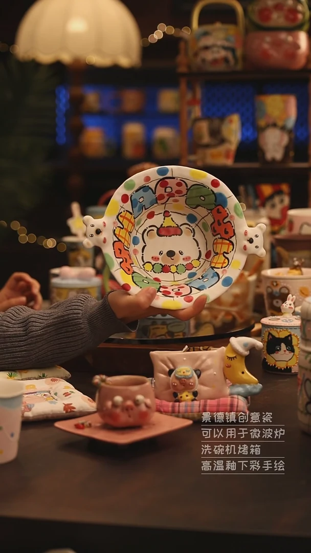 陶瓷景德镇可爱陶瓷釉下彩绘设计师款