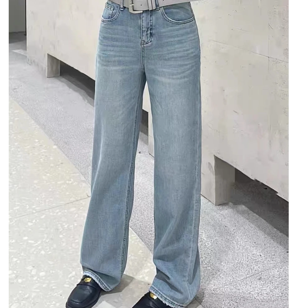 【钰姐精选】设计感直筒牛仔裤显瘦时尚高腰宽松休闲【邂逅7711】