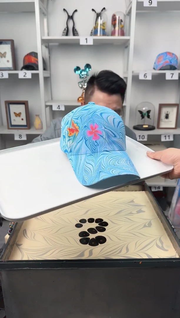 纯棉成人款蝶恋花水拓帽