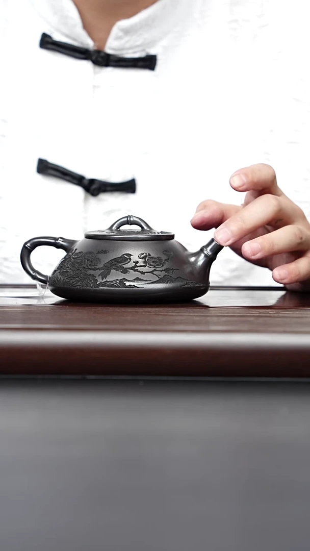 茶壶紫砂宜兴紫砂 竹节石瓢石黄 李亚杨