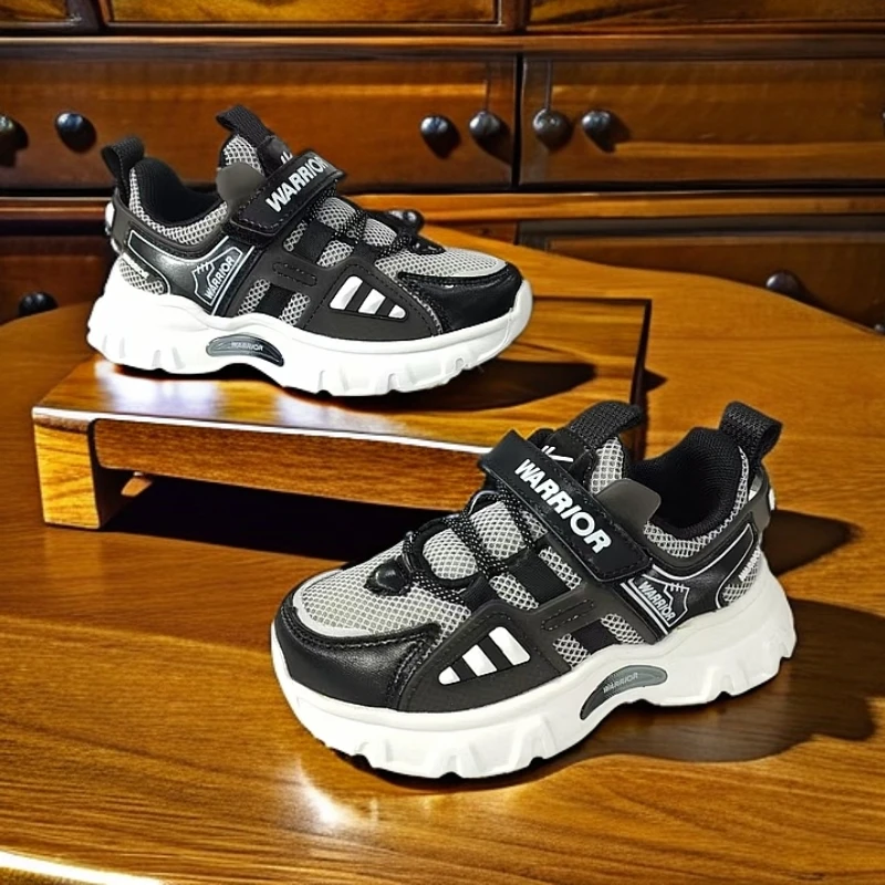 Warrior/回力416春秋季粘扣双网时尚透气儿童软底轻便运动鞋B-12
