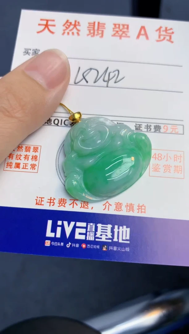 颈饰18K金镶嵌翡翠天然缅甸A货翡翠百元以上9元证书费自理
