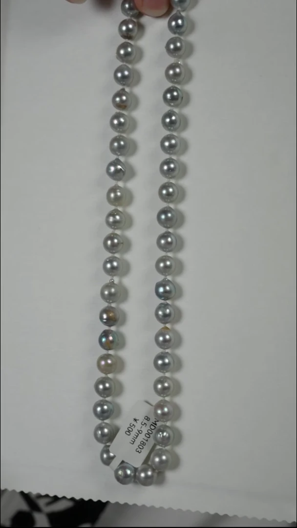 项链银S925镶嵌海水珍珠AK真多麻8.5-9mm